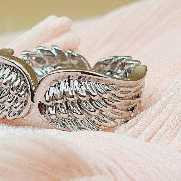 💎 Angel Wings Vintage Carved Beautiful Silver Ring for Women, INDN8372 - Picture 5 of 8
